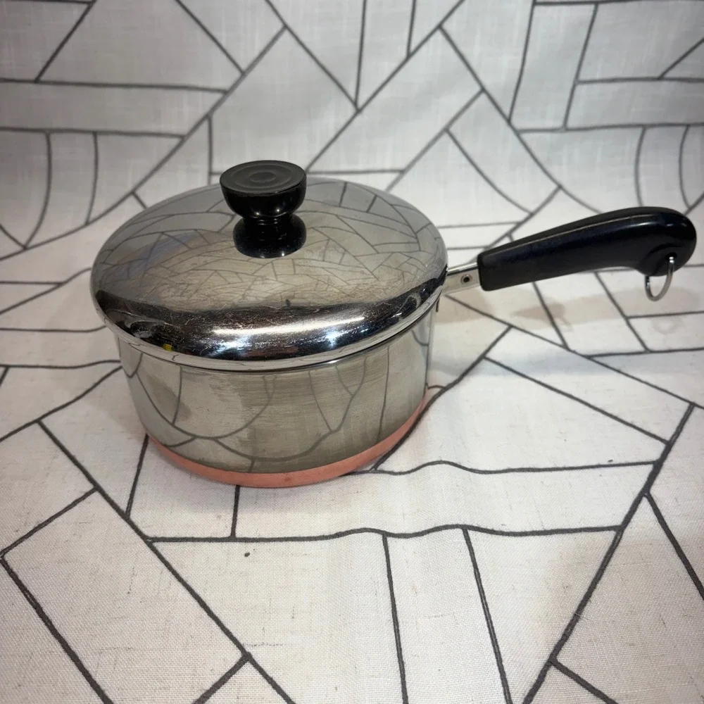 Revere Ware Saucepan 2 Quart Silver Copper Clad Bottom Vintage Stainless Steel